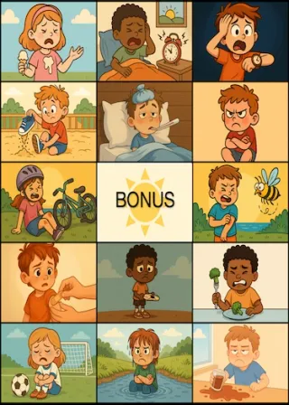 Illustration til undervisningsforløbet om Sommerferie banko