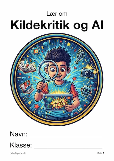 Illustration til undervisningsforløbet om Kildekritik og AI