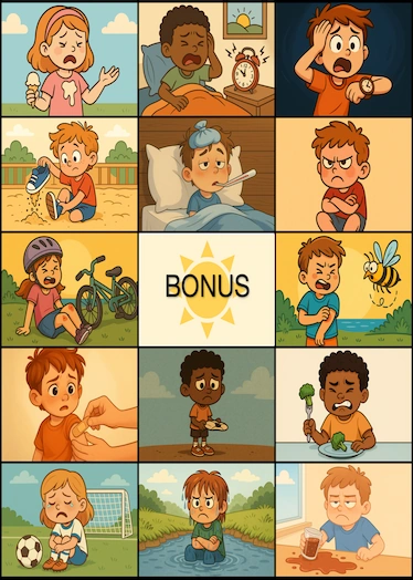 Illustration til undervisningsforløbet om Sommerferie banko